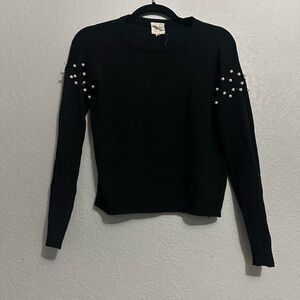 Hippie Rose Black Sweater with Pearl Details